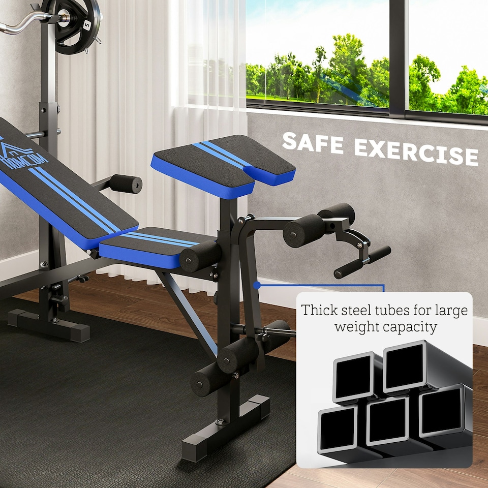 image 1 of HOMCOM Multi-Function Adjustable Weight Training Bench Gym Fitness Lifting