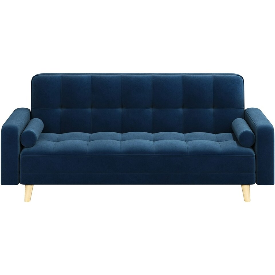image 1 of Yaheetech Velvet Convertible Sofa Bed Grey