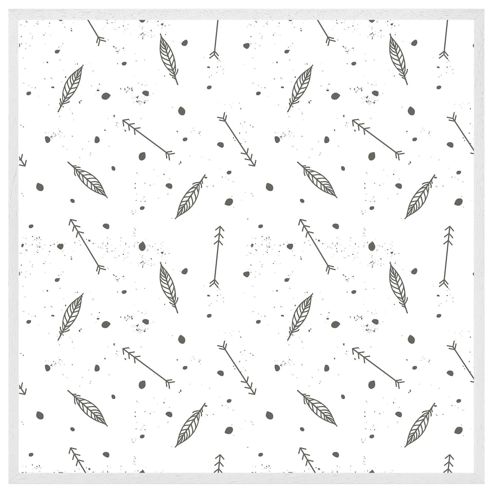 image 1 of Feathers and arrows in boho style (Picutre Frame) White | M