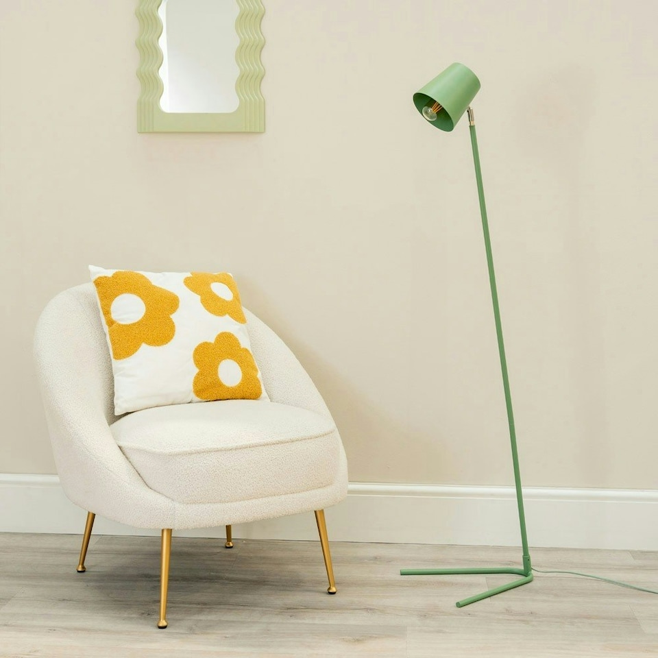 image 1 of ValueLights Lark Sage Green Metal Task Slimline Floor Lamp