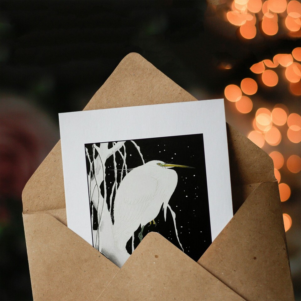 image 1 of Ohara Koson Art Card Heron In Snow