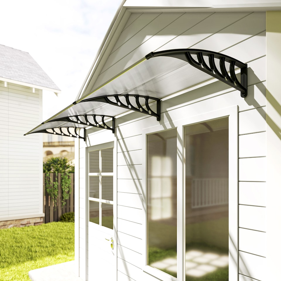 image 1 of Outsunny Door Canopy Outdoor Awning Rain Shelter for Window Porch 303x96 Clear | Clear | Clear | 1