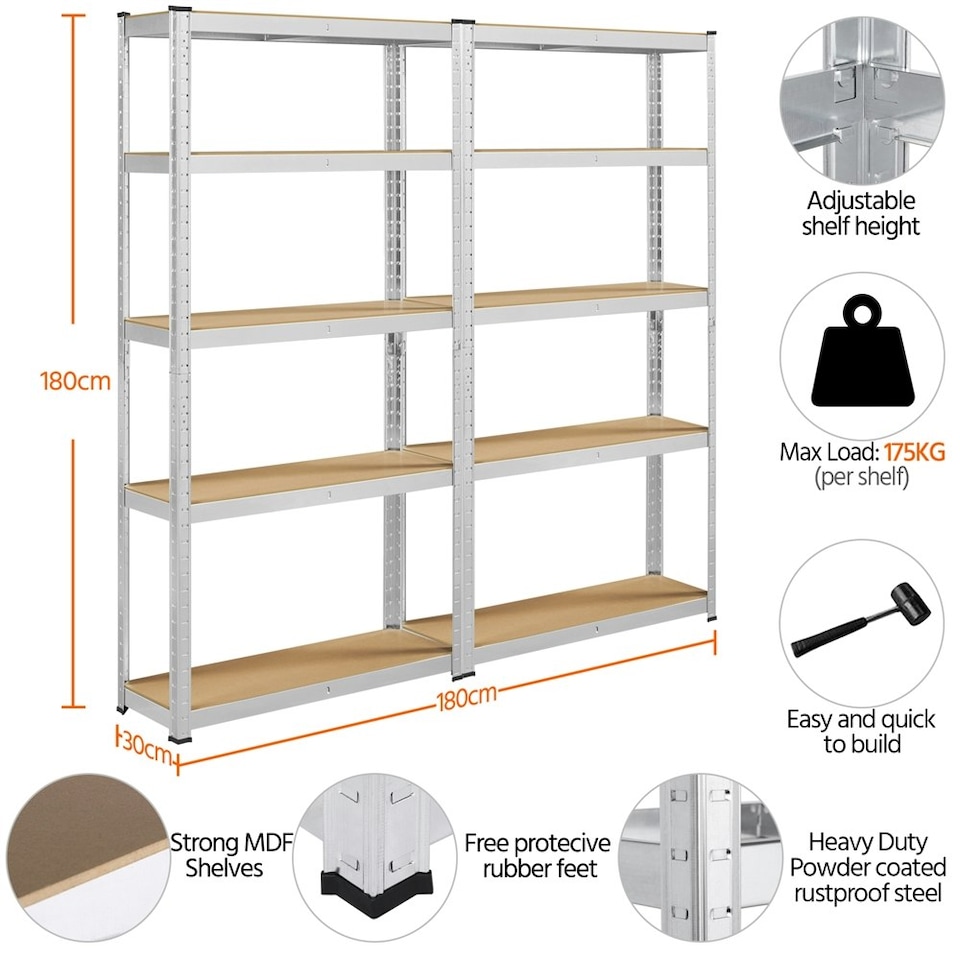 image 1 of Yaheetech 180 cm Tall 5-Shelf Steel Shelving Unit Storage Rack
