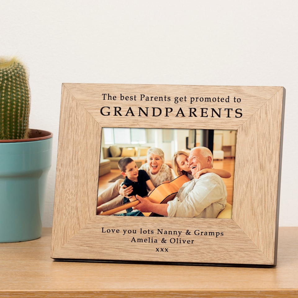 image 1 of Personalised Best Parents Promoted to Grandparents New Baby 7x5 Wood Frame