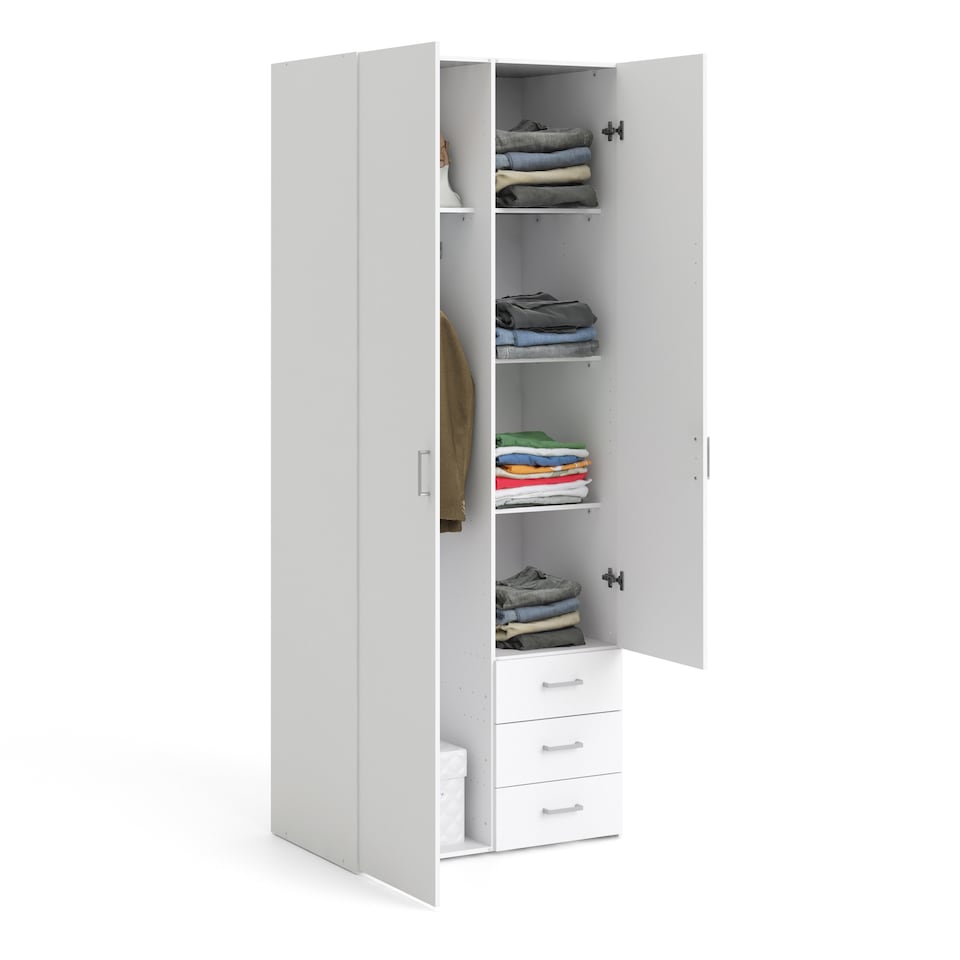 image 1 of Space Wardrobe 2 Doors 3 Drawers in White 2000