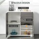image 3 of HOMCOM High Gloss Frame Sideboard, Side Cabinet, Push-Open Design with 2 Drawer for Living Room, Bedroom, Light Grey and White