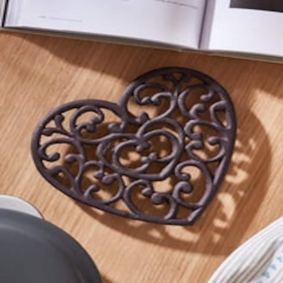 image 1 of Heart Shaped Cast Iron Trivet