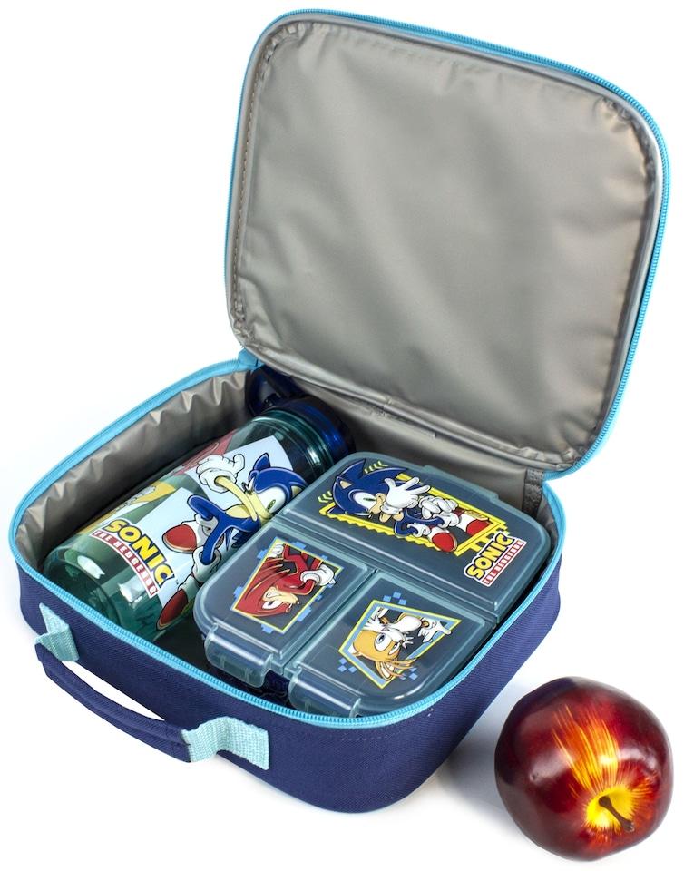 image 1 of Sonic The Hedgehog Lunch Box Set for Kids | Children School Food Bag BPA Free Water Bottle 580ML & Snack Pot | Knuckles Tails Amy Rose Characters