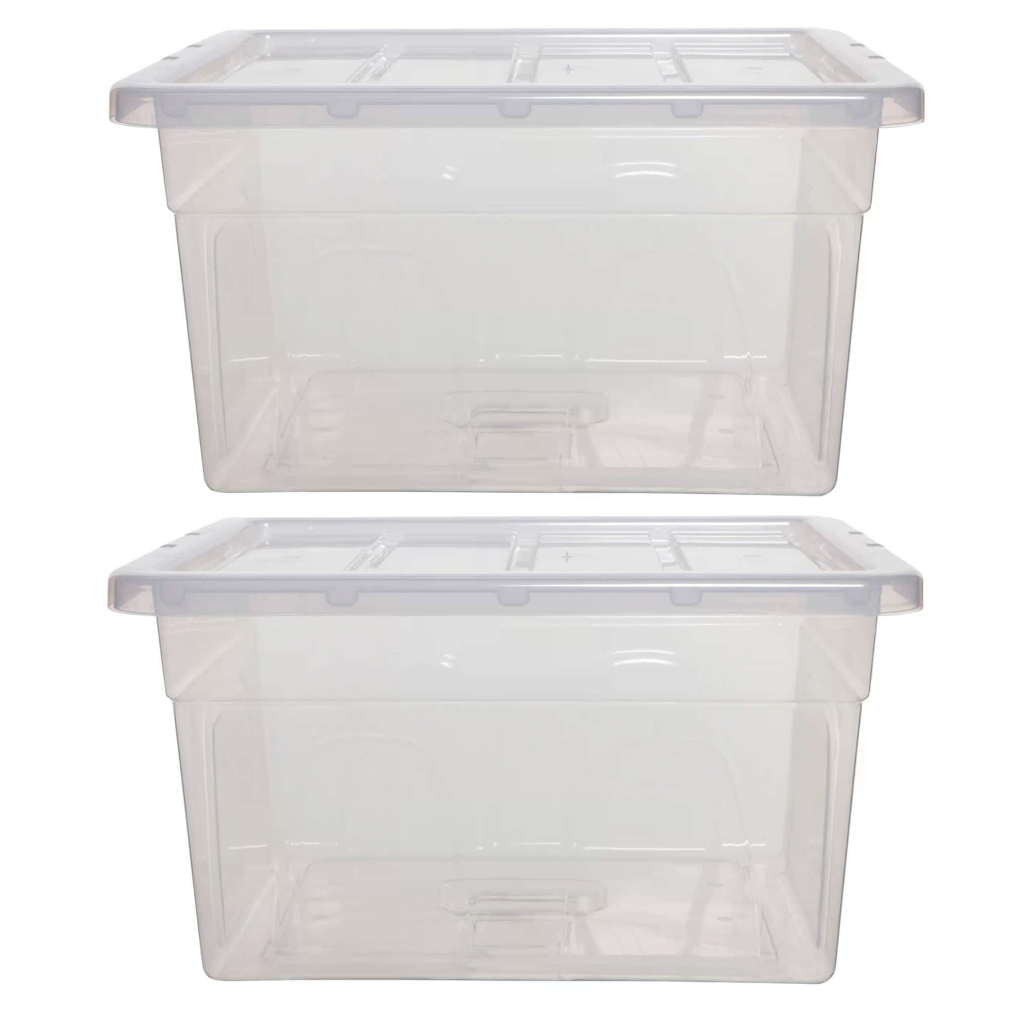 Whitefurze Spacemaster Midi 32L Clear Storage Boxes with Lids Pack of 2