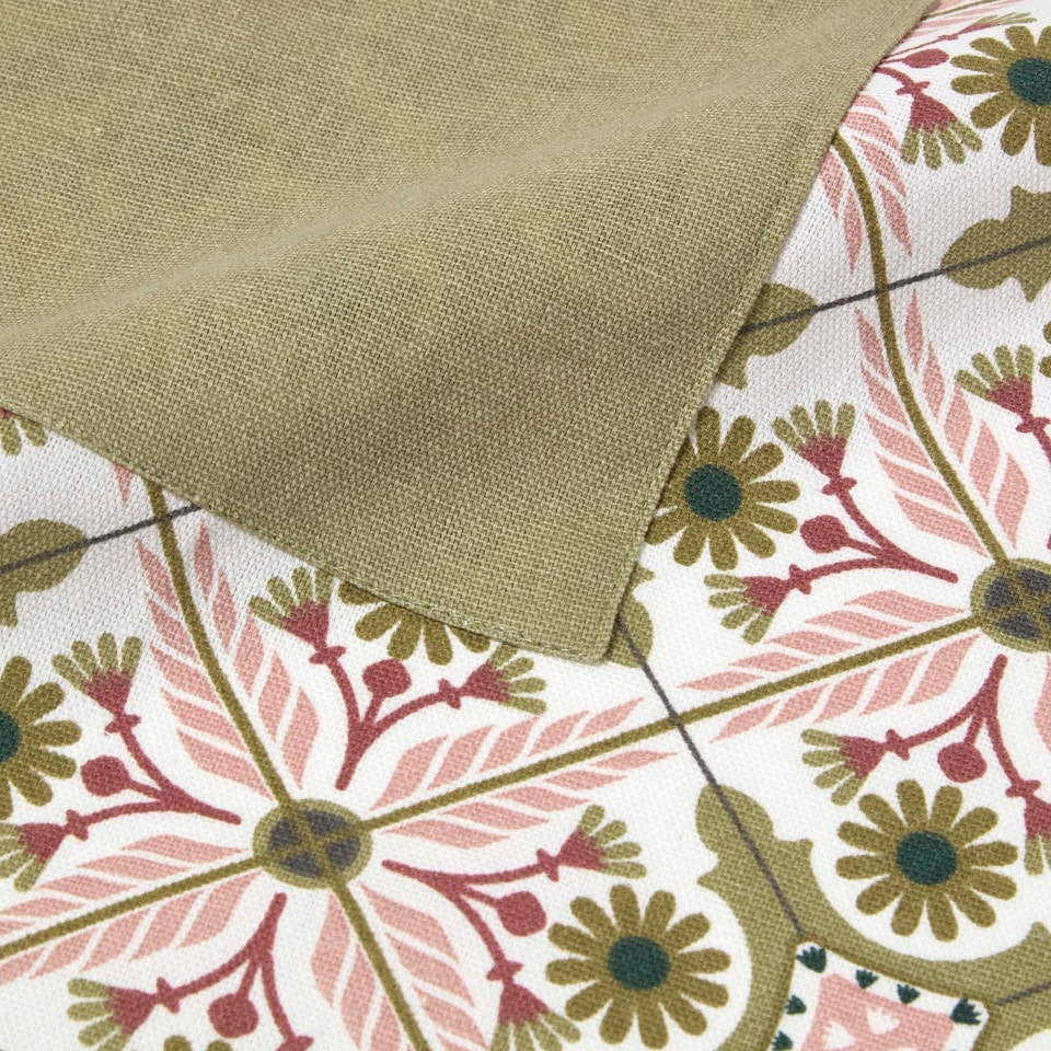 image 1 of Homescapes Green & Pink Retro 100% Cotton Apron