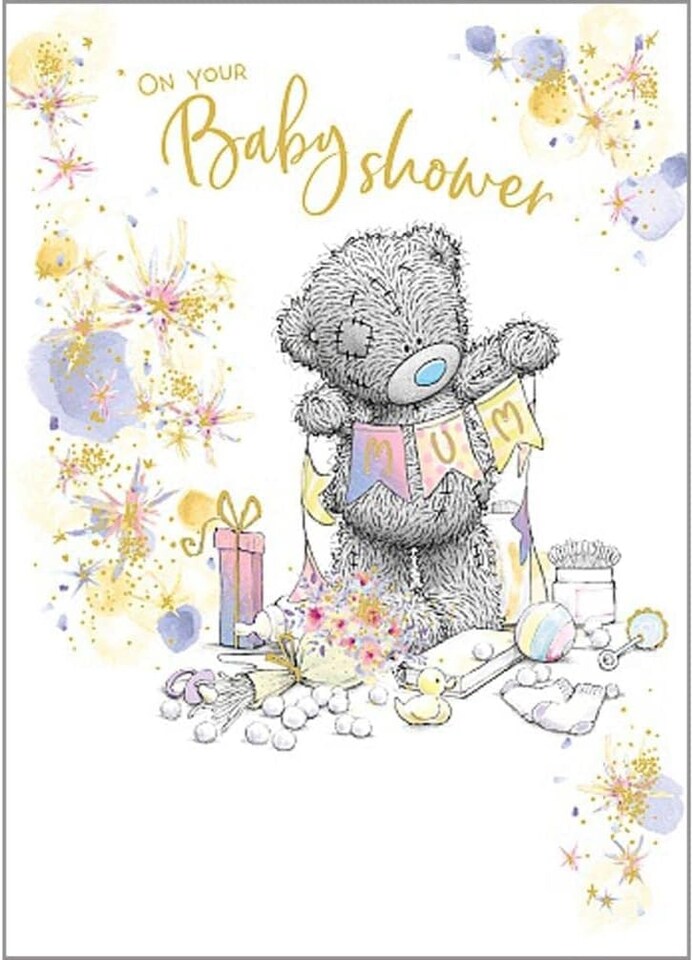image 1 of Bear With Bunting Baby Shower Card