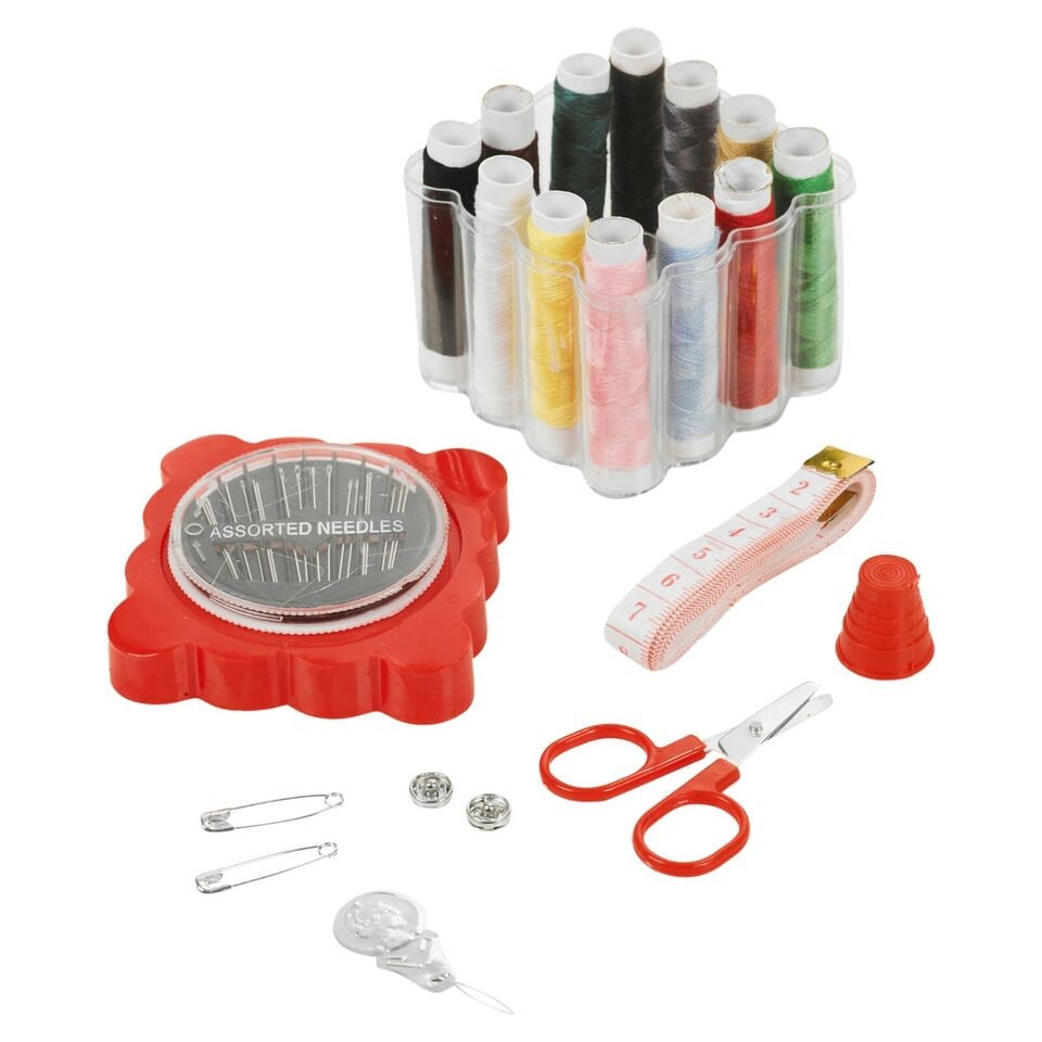 image 1 of 39-PC Sewing Kit with Wooden Sewing Box
