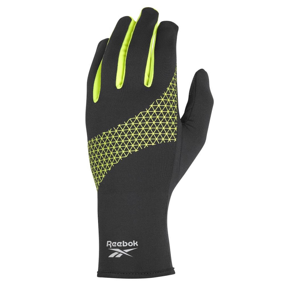 image 1 of Reebok Running Gloves — Black XL with Smart Touch Tech & Reflective Detail | Black | BLACK | XL