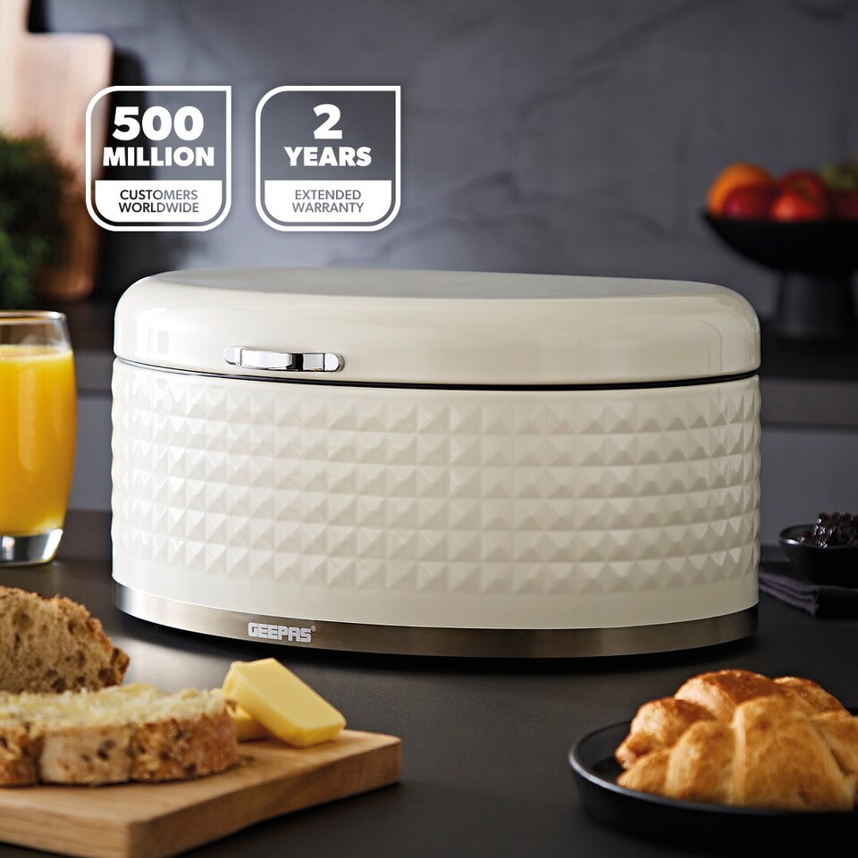 image 1 of GEEPAS 4 Pc Tea Coffee Sugar Canister & Bread Bin Set