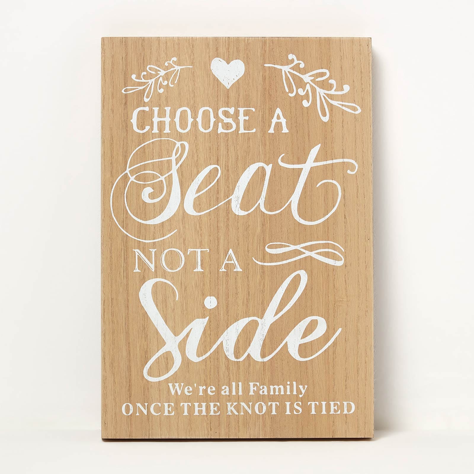 Homescapes Choose a Seat Wedding Plaque Sign in Brown