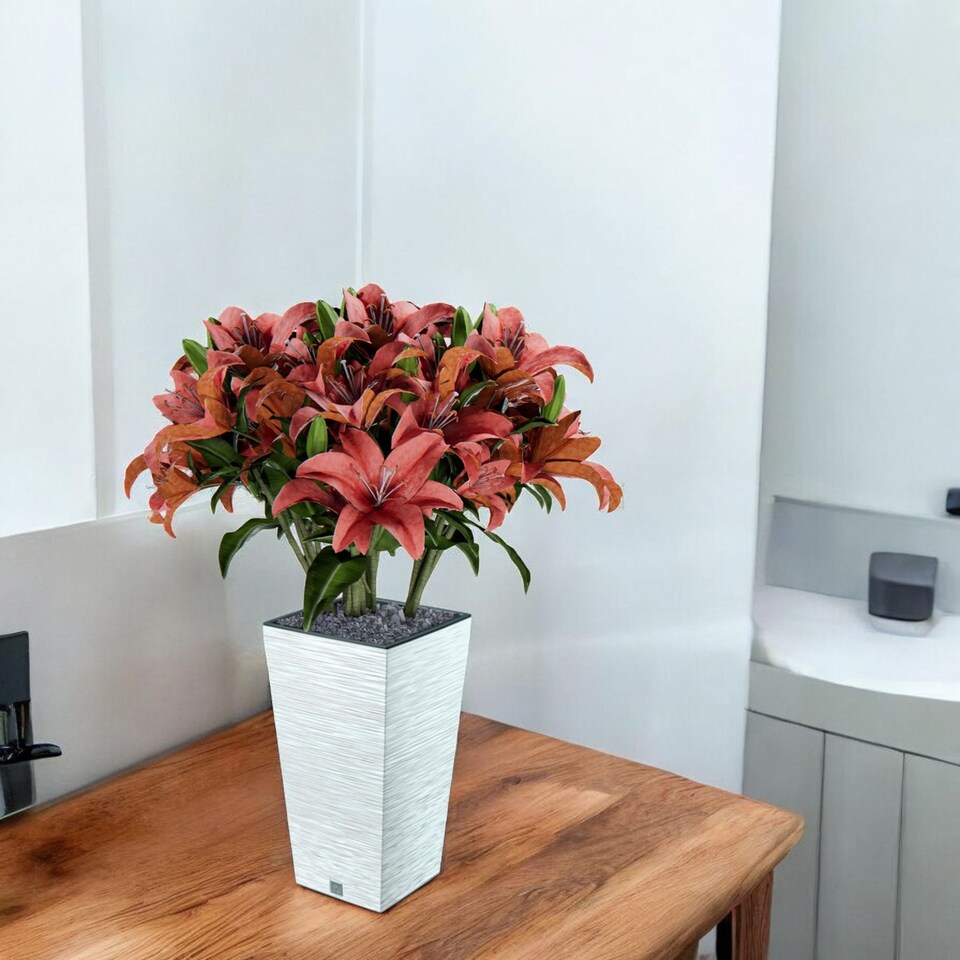 image 1 of FURU Square Tall Planters with Inserts - 38x20x20 cm | White | 1