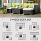 image 5 of Outsunny 8 Pieces Patio Rattan Sofa Set Outdoor Garden Furniture Set Brown