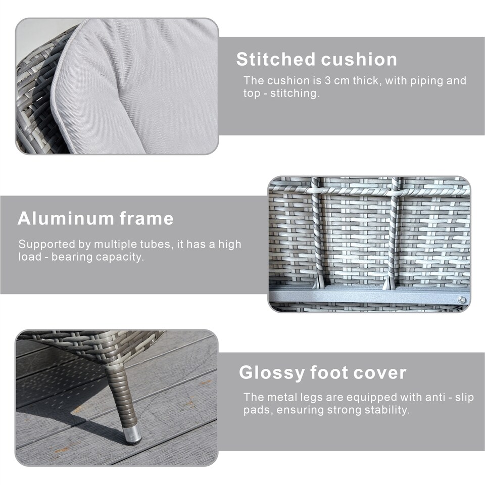 image 1 of Direct Wicker 2-Piece Outdoor PE Rattan Dining Chairs, Grey | Grey