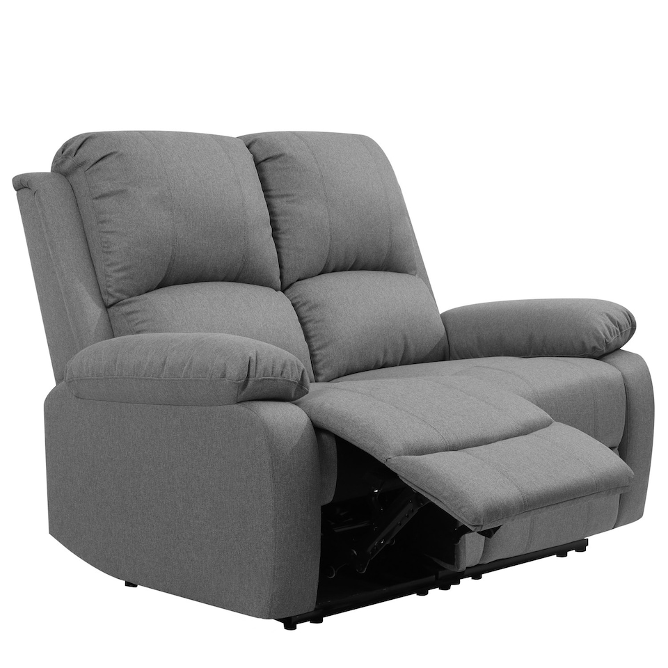image 1 of Luxury Fabric Reclining Sofa Set With 2-Seater and 3-Seater Sofa In Light Grey