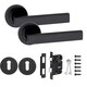 image 1 of Golden Grace Delta Handles Set on Round Rose in Matt Black Finish with 64mm 3 Lever Mortise Lock and Key Hole Black