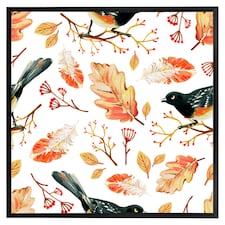 Birds & leaves in autumn (Picutre Frame) Black | XL
