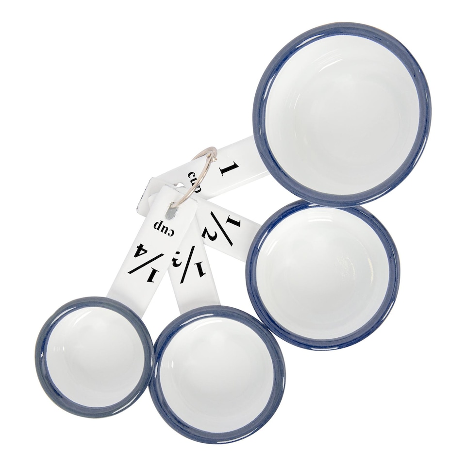 image 1 of Argon Tableware 4pc White Enamel Measuring Cups Set - Blue | White | Blue
