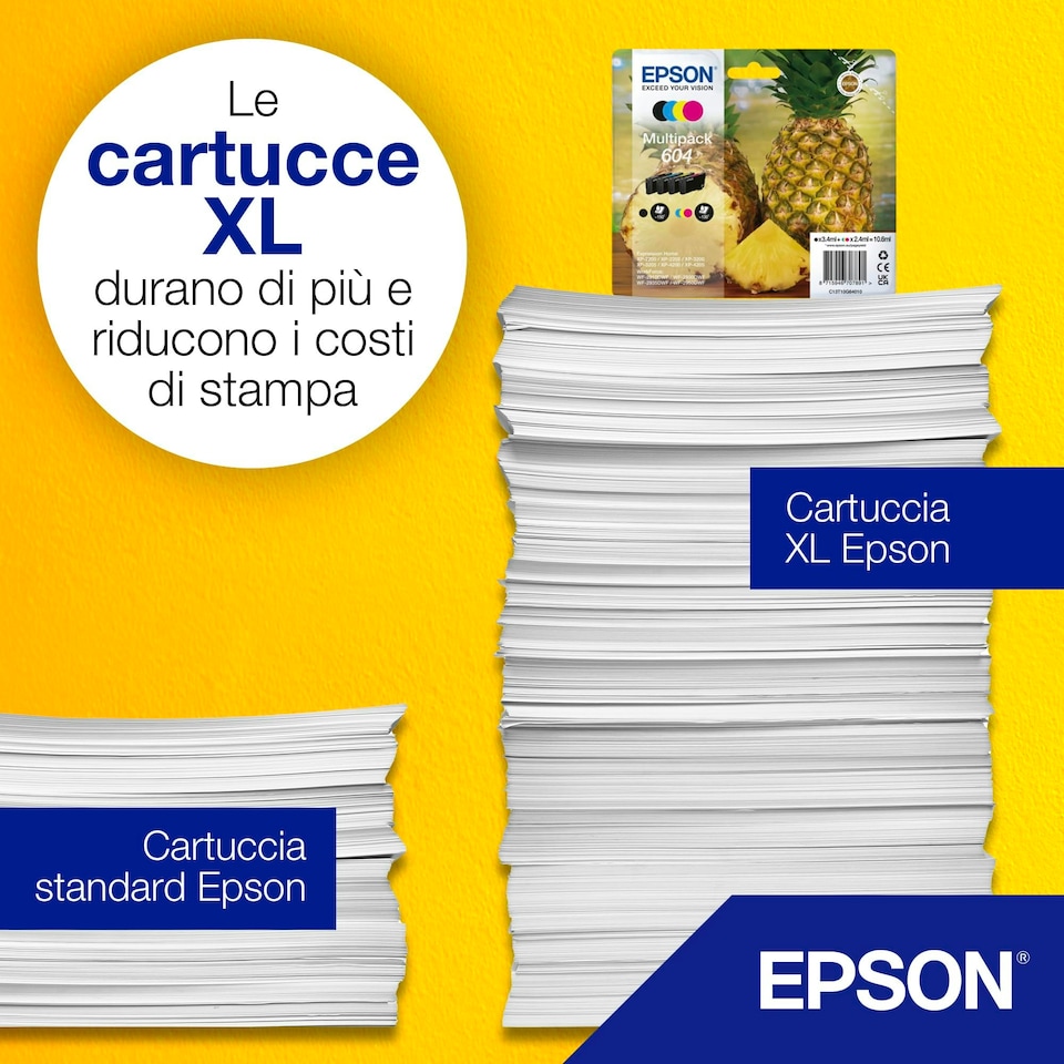 image 1 of Epson 604XL Pineapple, Genuine Multipack, XL Black Standard Colours Ink Cartridges