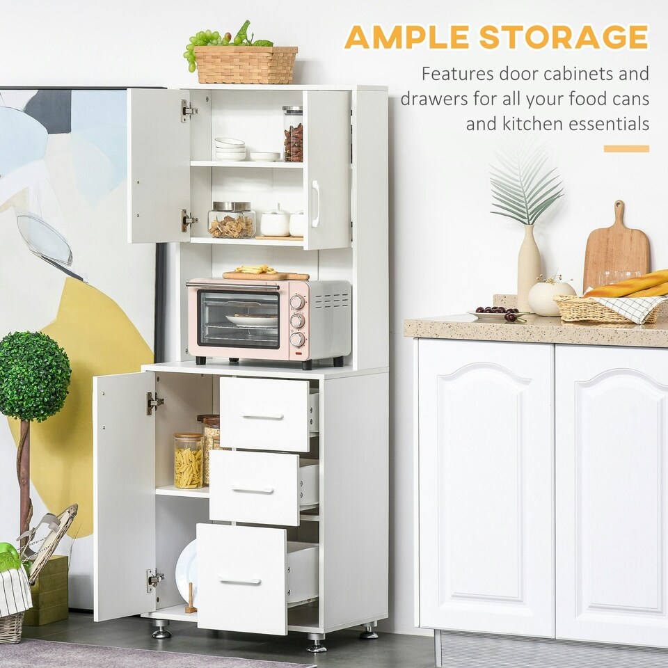 image 1 of HOMCOM Modern Kitchen Cupboard Storage Organiser Microwave Cabinet Grey