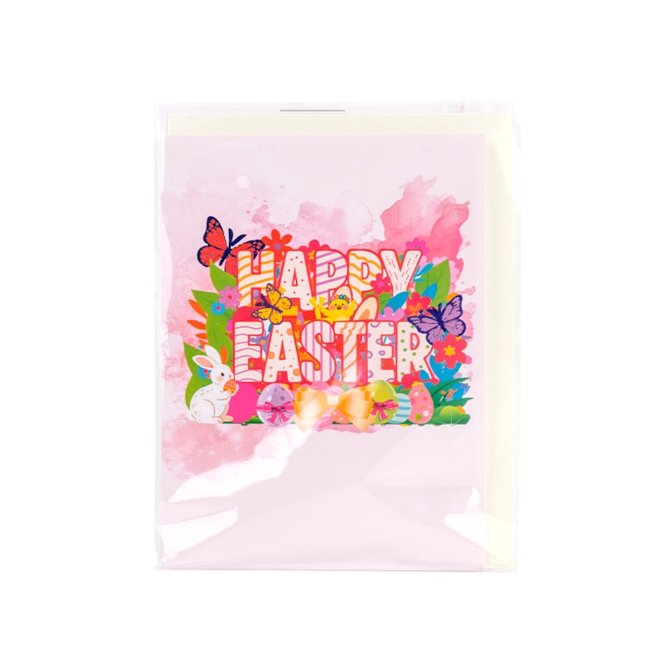 image 1 of Colorful Ink Stripes 3D Pop Up Happy Easter Card