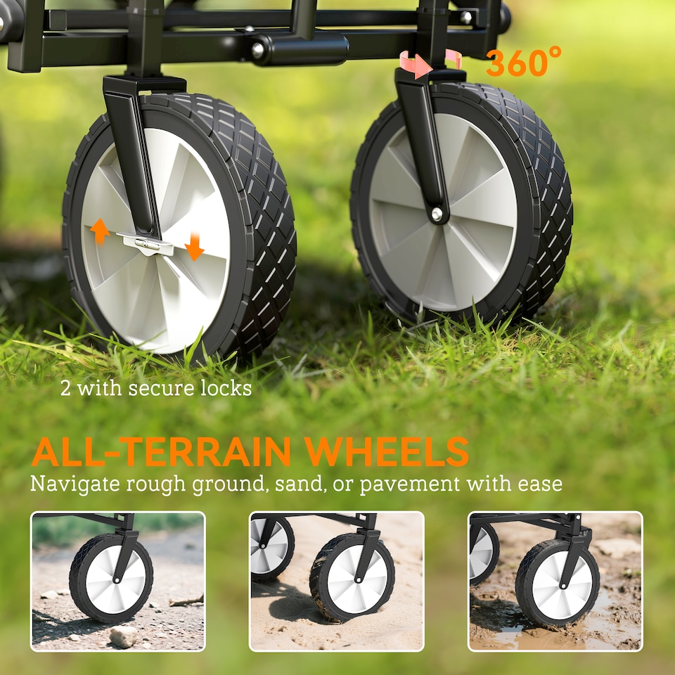 image 1 of Outsunny Folding Outdoor Storage Trolley Cart Bag Telescopic Handle Brakes Blue