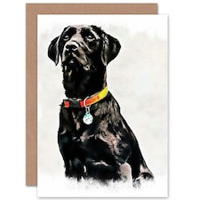 Dog Lover Black Labrador Retriever Pet Animal Painting Greeting Card