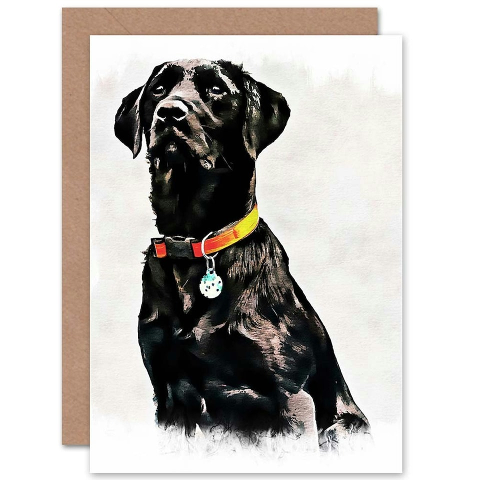 image 1 of Dog Lover Black Labrador Retriever Pet Animal Painting Greeting Card
