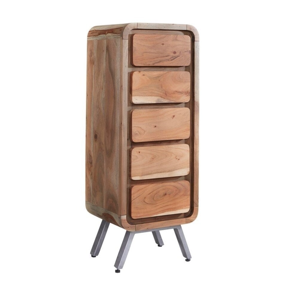 image 1 of Aspen 5 Drawer Tall Chest - Metal/Wood - L40 x W45 x H120 cm