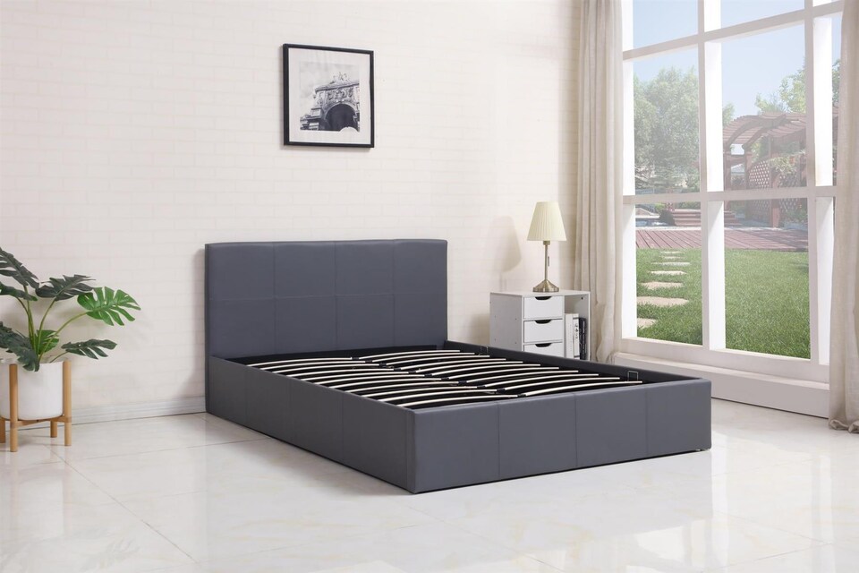 image 1 of KOSY KOALA Ottoman Storage Bed Grey 3ft Single Leather and 1 Foam Mattress Bedroom Furniture