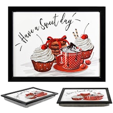 GEEZY Have a Sweet Day Design Wooden Lap Serving Tray with Bean Bag Cushion 44x34cm