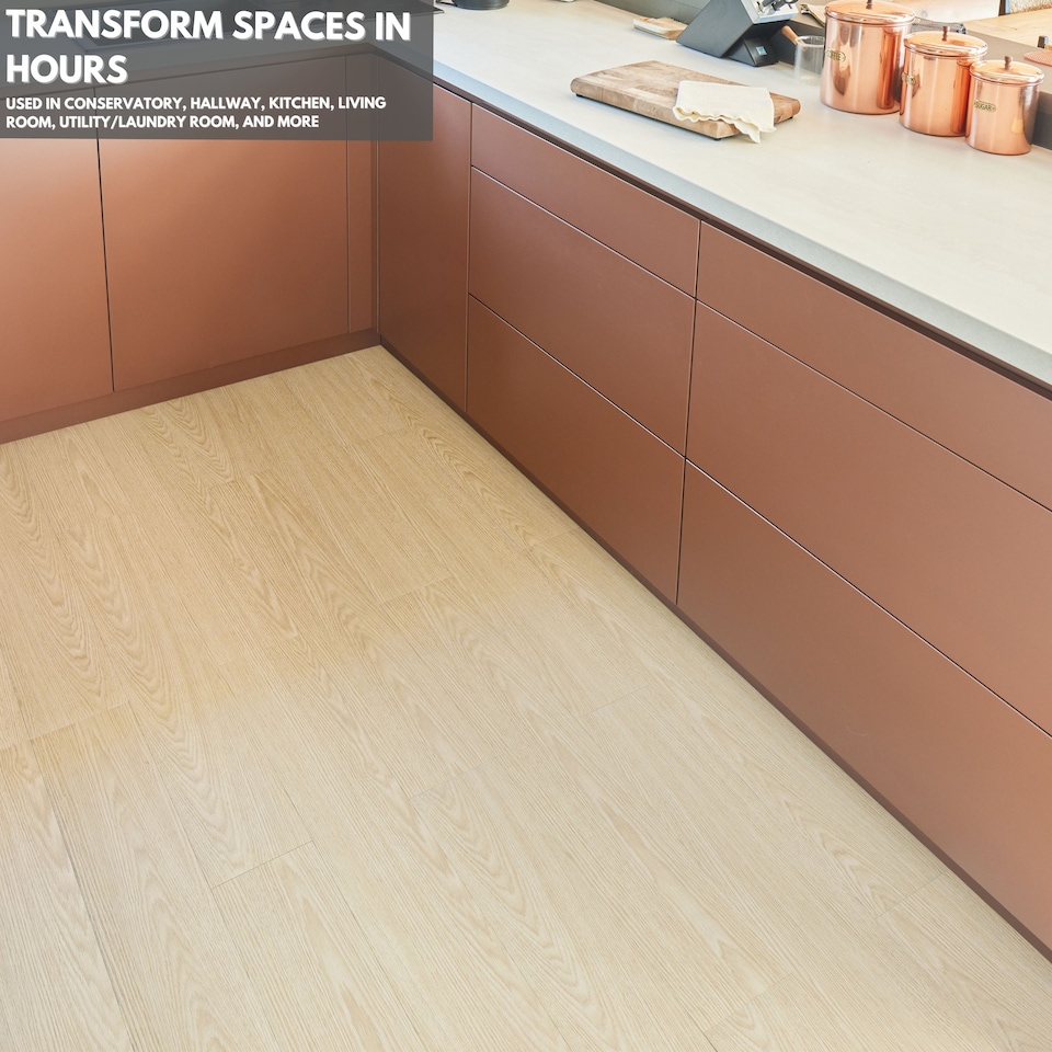image 1 of NOVECRAFTO Self Adhesive Vinyl Floor Planks – Peel & Stick Flooring – Natural Oak Wood Effect – Easy DIY Installation – Durable & Waterproof Tiles | Brown | 1.39 sqm