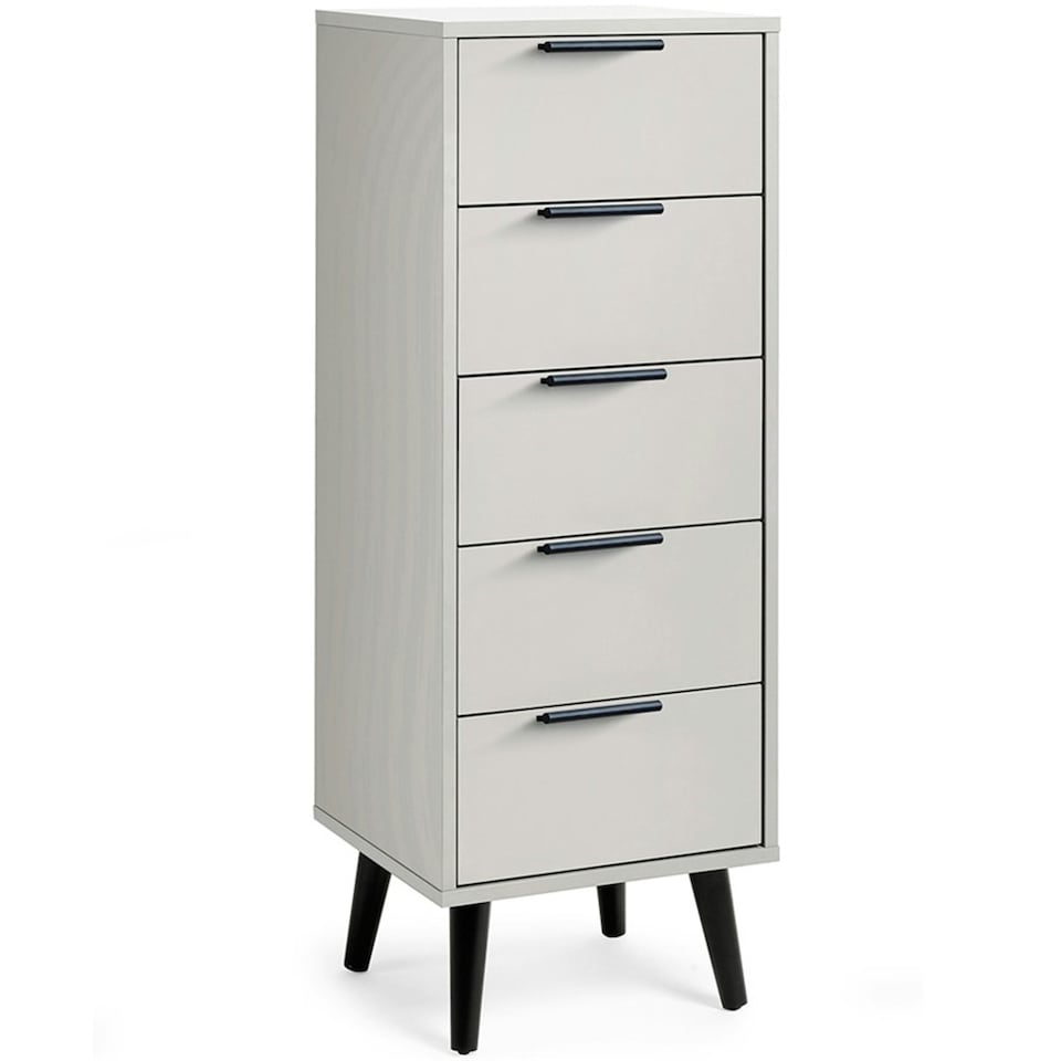 image 1 of Silk Grey Narrow Chest of Drawers (5 Drawers)