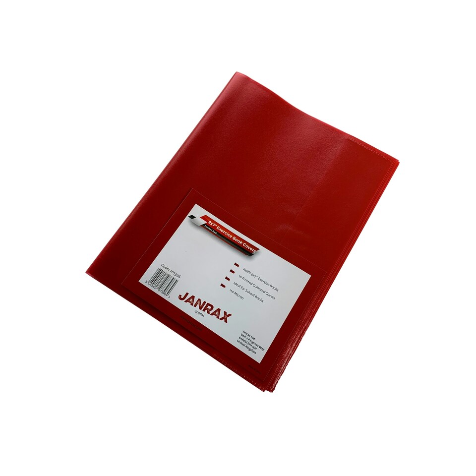 image 1 of Pack of 10 9x7" Frosted Red Exercise Book Covers