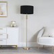 image 2 of ValueLights Marissa Black Shade with Brushed Gold Stacked Ball Floor Lamp & Bulb | Black