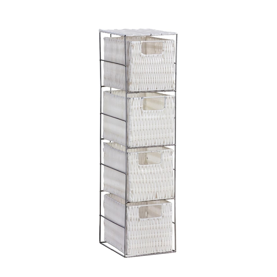 image 1 of Metal Frame Rattan Storage Drawers Home Furniture Fully Assembled | White