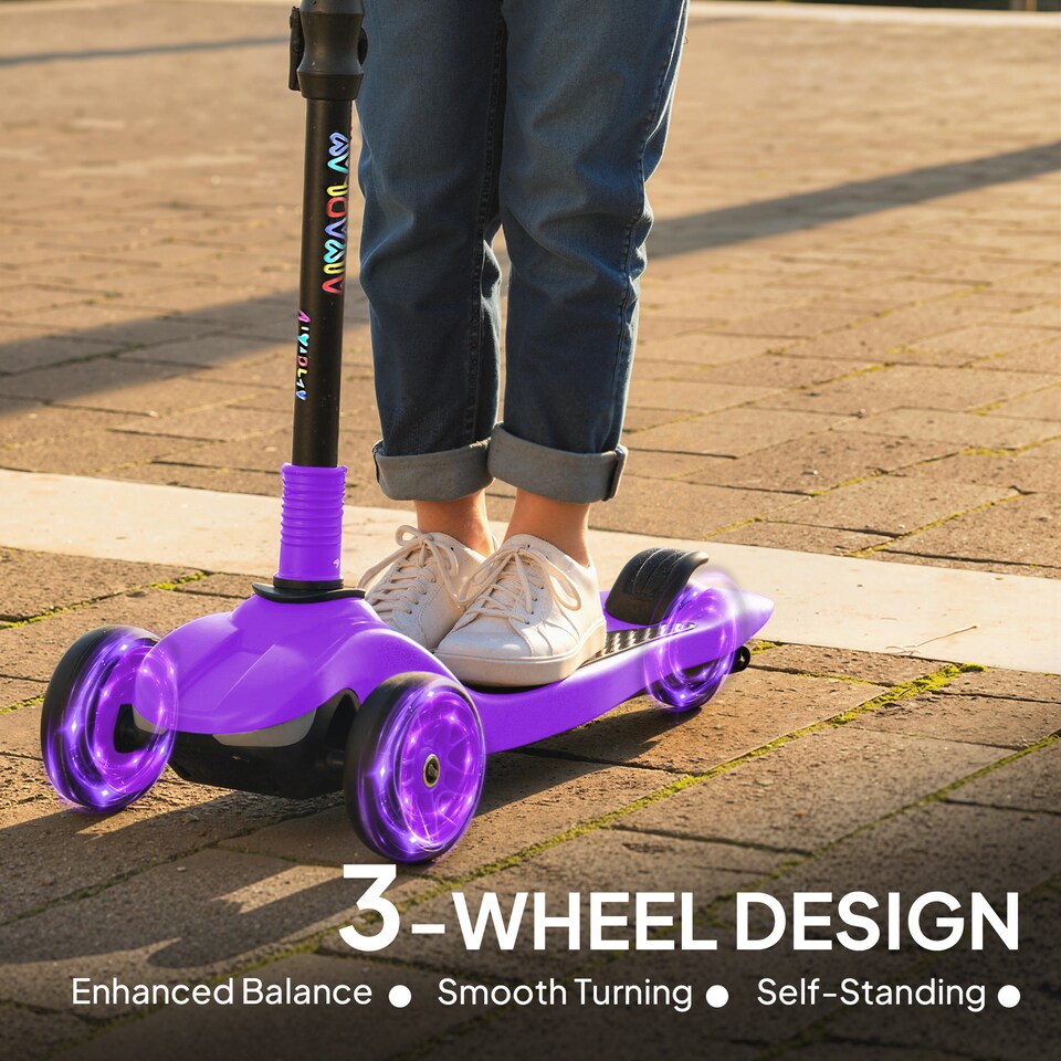 image 1 of AIYAPLAY Electric Scooter for Age 6-10, 3 Wheel Foldable Kids Scooter | Purple