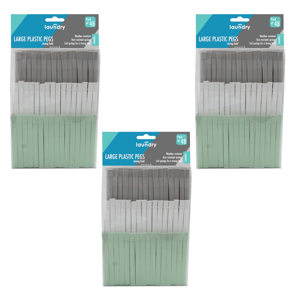 image 1 of JVL 144 Pack Large Plastic Clothes Pegs,  Assorted Colours
