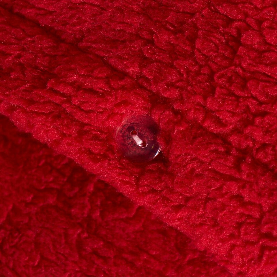 image 1 of OHS Soft Teddy Fleece Duvet Cover and Pillowcase Set, King - Red