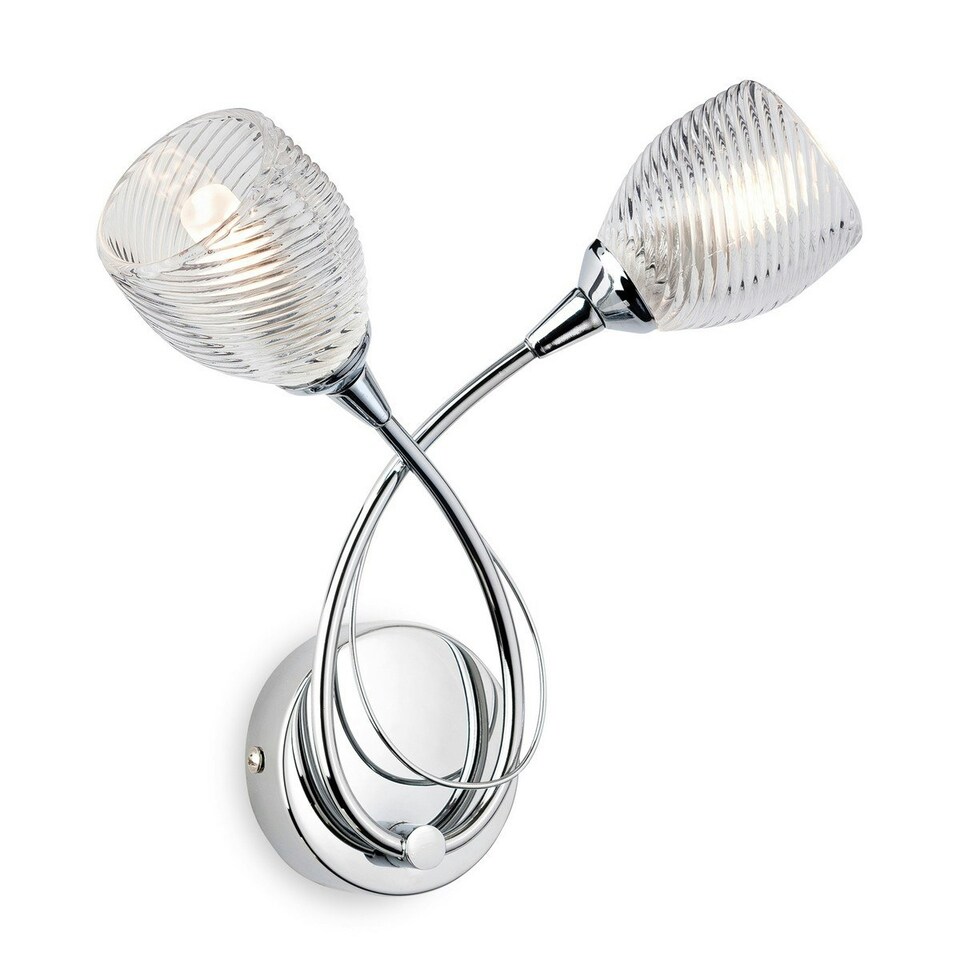 Henley 2 Light Indoor Wall Light Chrome, Clear Decorative Glass, G9