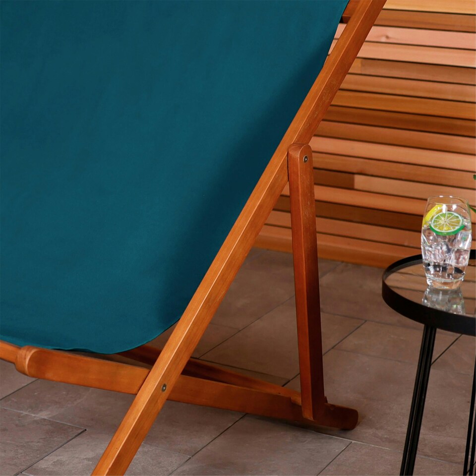 image 1 of Charles Bentley FSC Eucalyptus Wooden Double Deck Chair for Outdoors and Garden