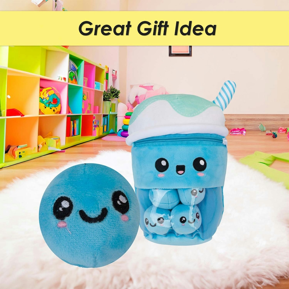 image 1 of Boba Tea Soft Toy Cute Plushie Huggable Cuddly Stuffed Toy Gift 25cm Blue