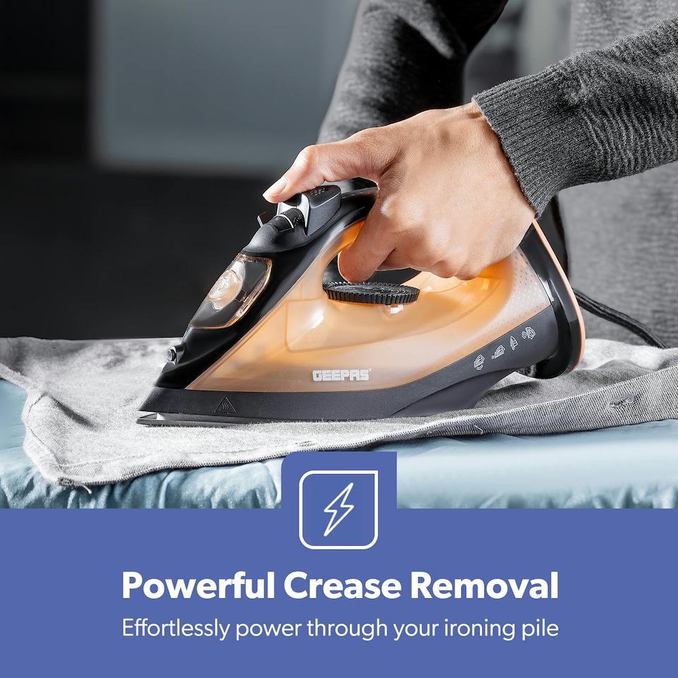 image 1 of GEEPAS Steam Iron 1800W, Gold