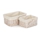 image 1 of Set of 2 White Wash Finish Cotton Lined Willow Tray | White | White | Not provided