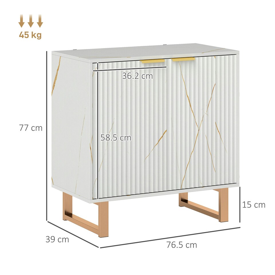 image 1 of HOMCOM Sideboard, Buffet Cabinet with 2 Doors and Adjustable Shelves, White White