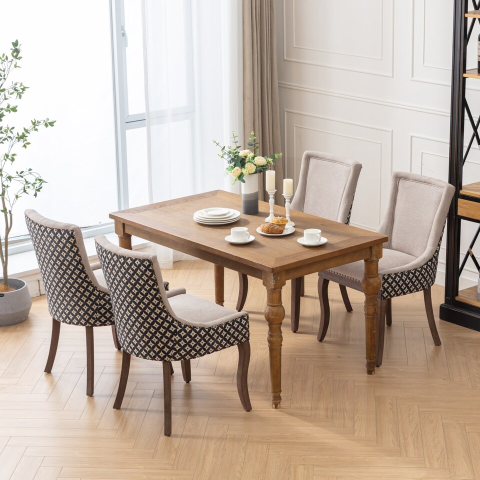 image 1 of Bewley Set of 2 Modern Fabric Dining Chairs with Wooden Legs